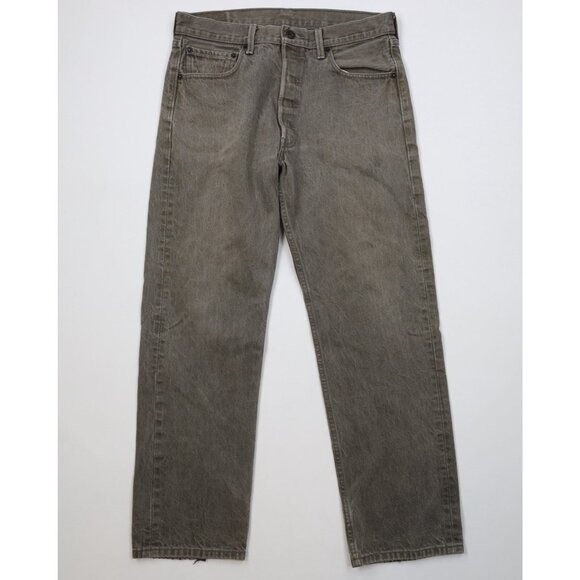 Vtg Y2K Levis 501xx Mens 34x30 Distressed Button Fly Original Fit Jeans Green